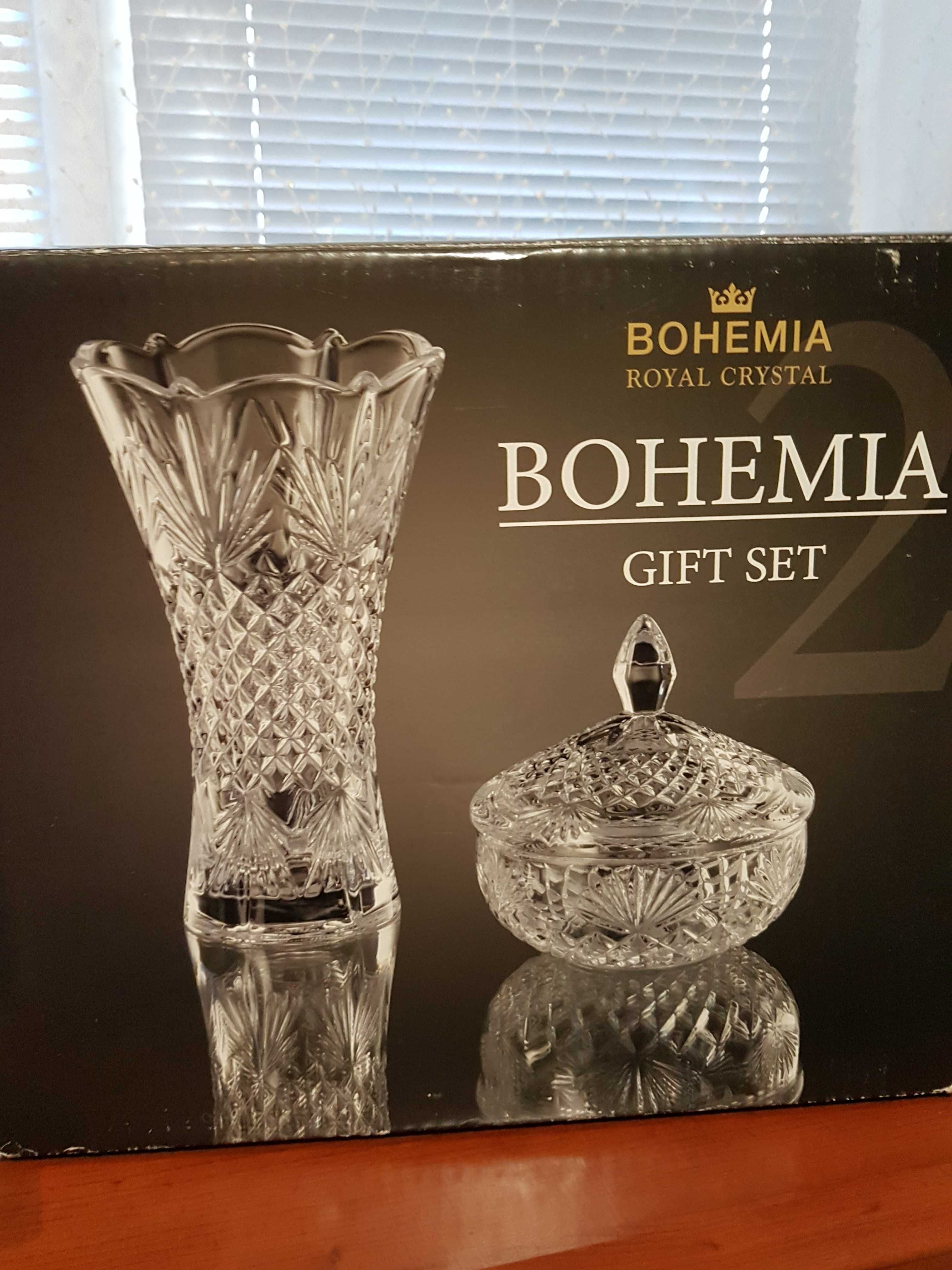 Набір Bohemia ваза і цукерниця кришталеві