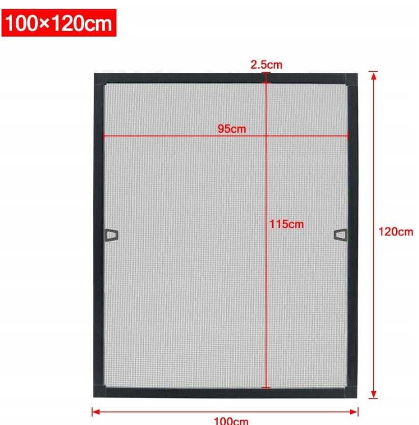 Moskitiera okienna na owady rama aluminiowa 100x120cm