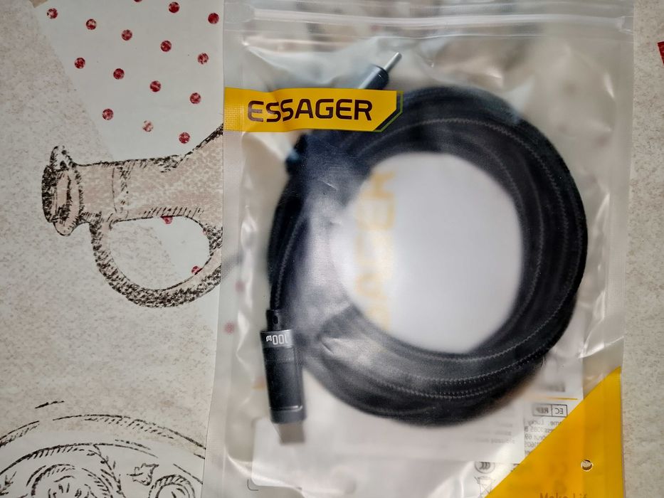 Кабель Essager 100W Type C - Type C 2м з LED дисплеєм