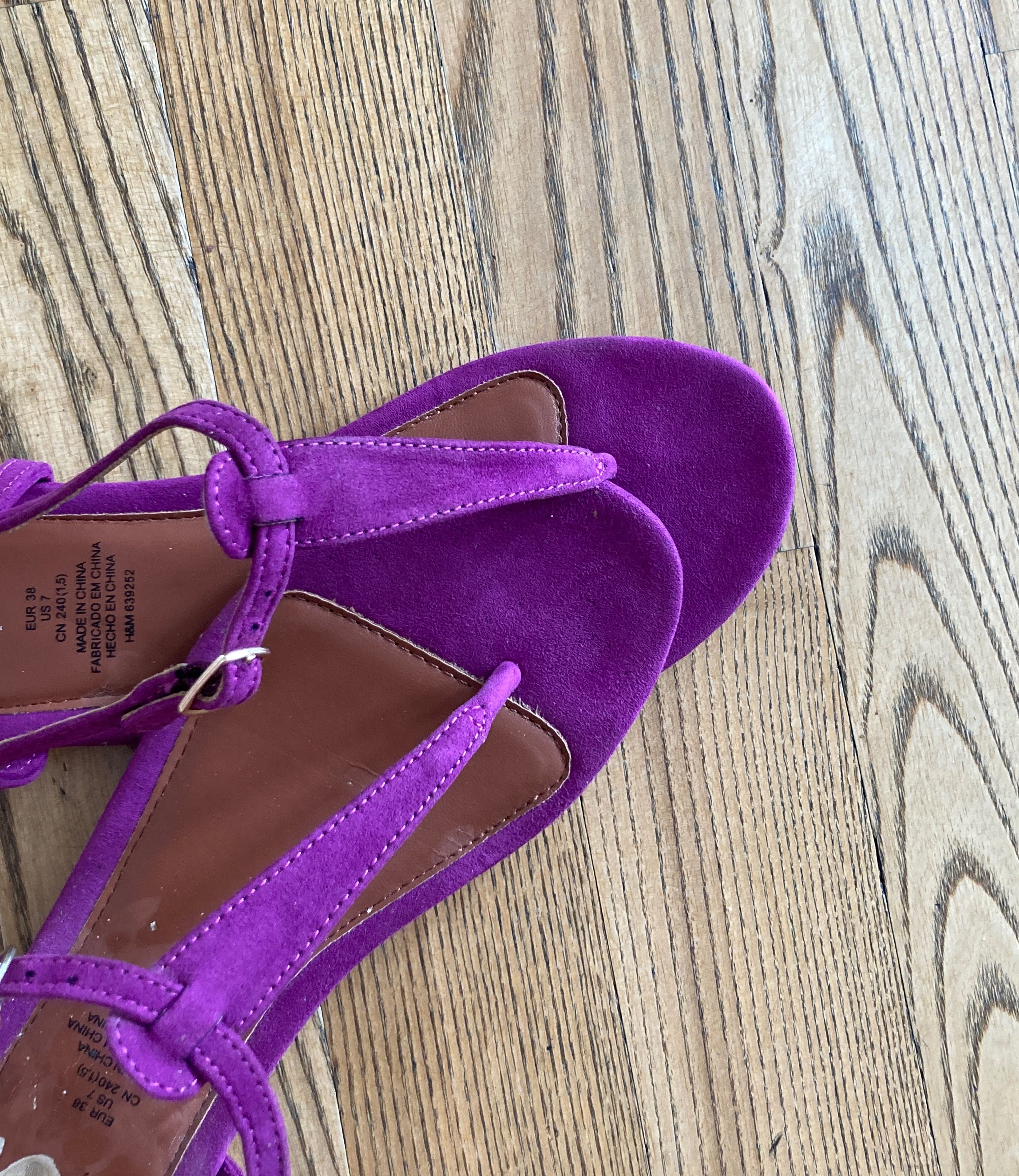 H&M płaskie sandałki japonki 38 fioletowe różowe sandały na lato