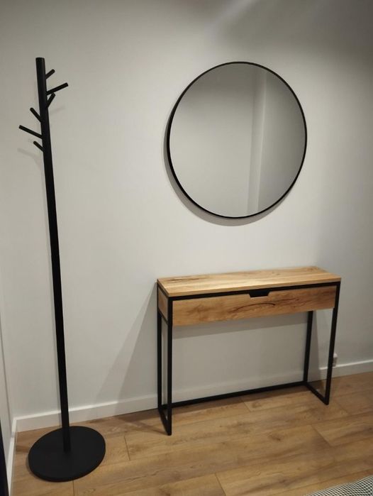 Loft konsola toaletka dębowa, Dostępna Od Ręki, konsola z szufladą