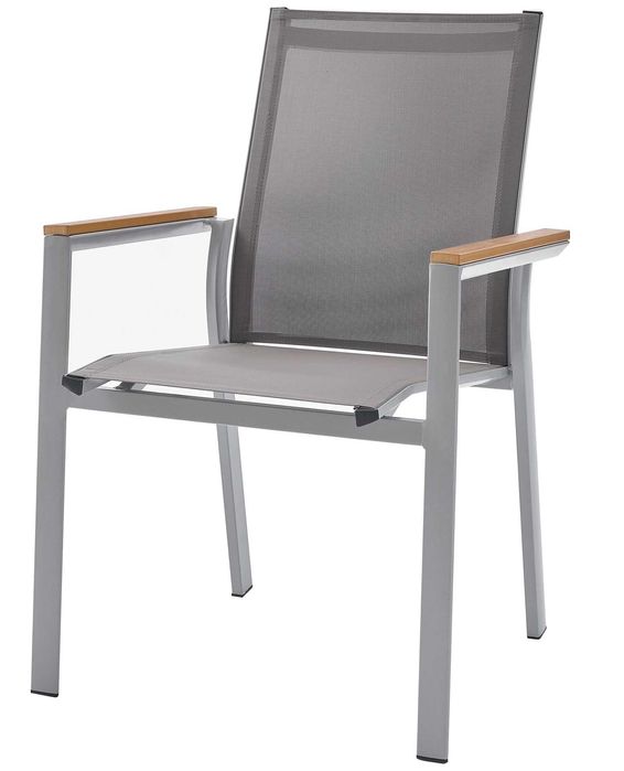 Krzesło Ogrodowe TEXTILIENE Wygodny Fotel z Podłokietnikami Szary