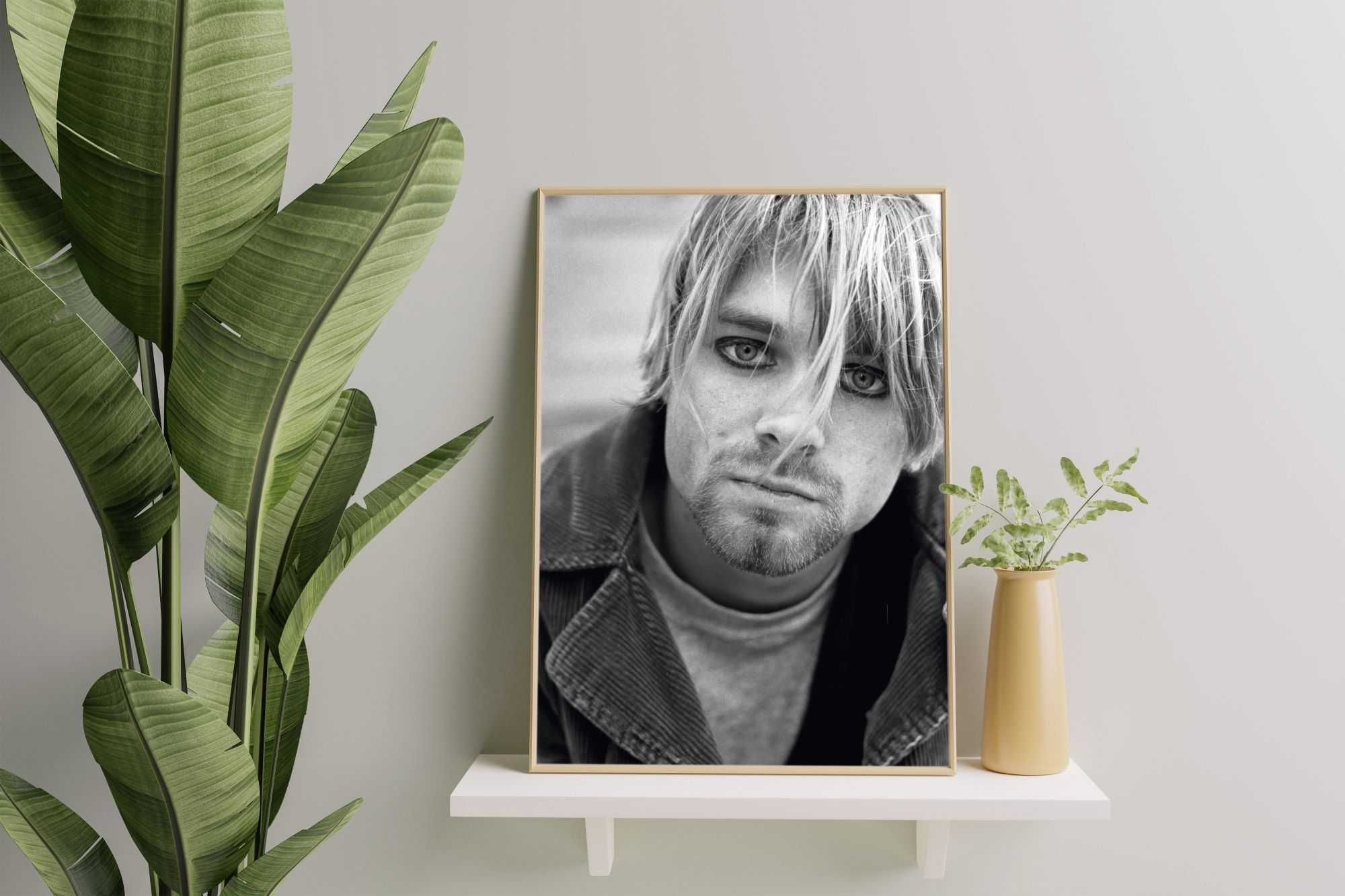 Plakat A3 Kurt Cobain czarno-biały