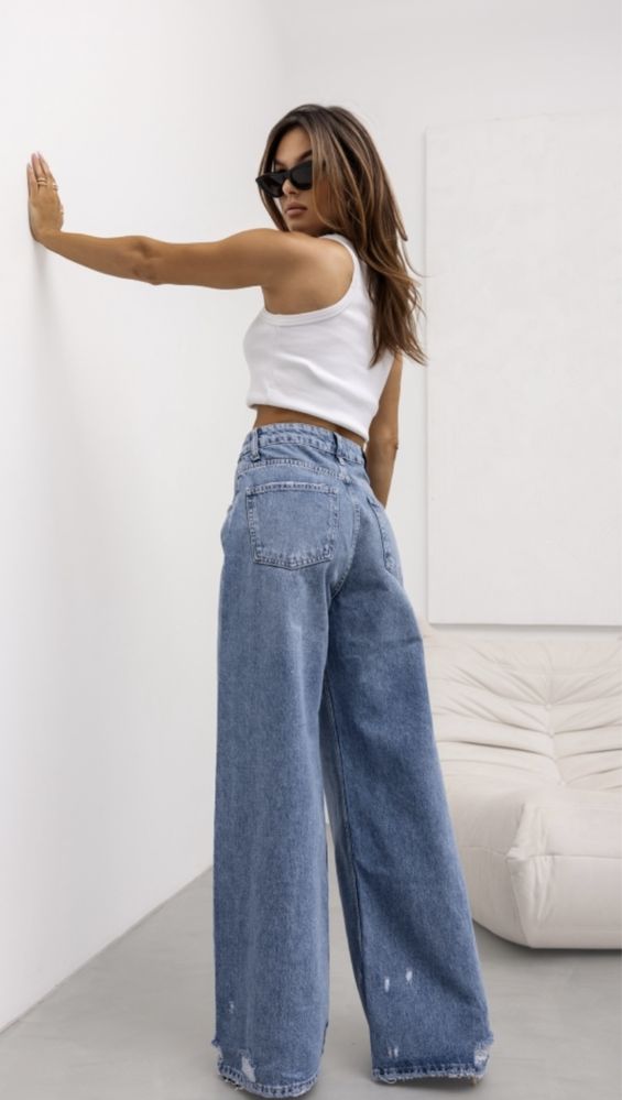 Spodnie jeansowe GRACE z szeroką nogawką Cocomore  M L XL