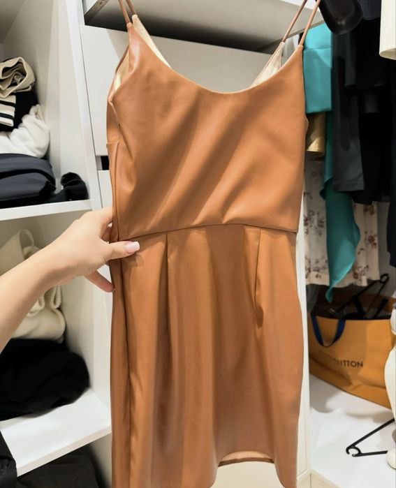 Сукня эко шкіра руда