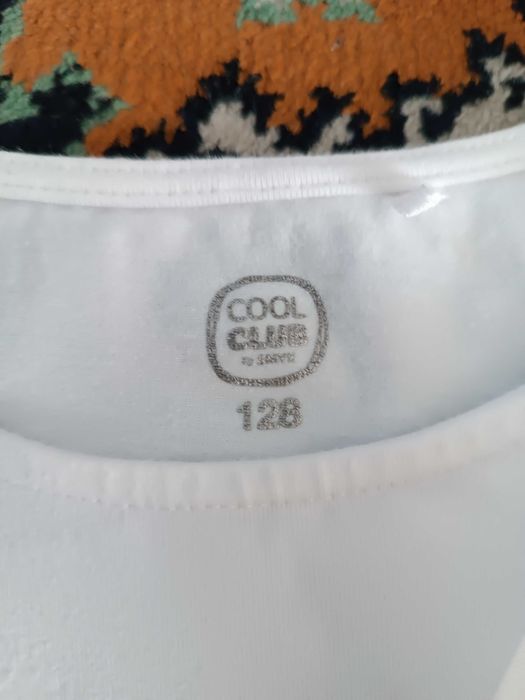 Zestaw biała bluzka i spódnica ogrodniczka 128 Cool club