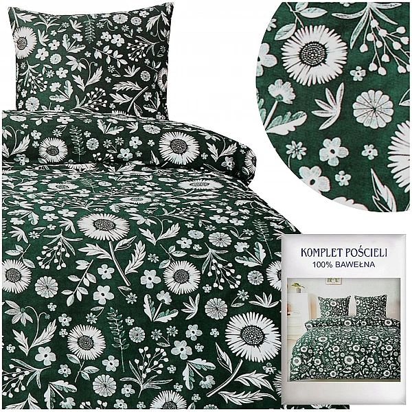 Pościel 200x220/3 części Satyna Bawełniana Aida Komplet 2x Poszewka