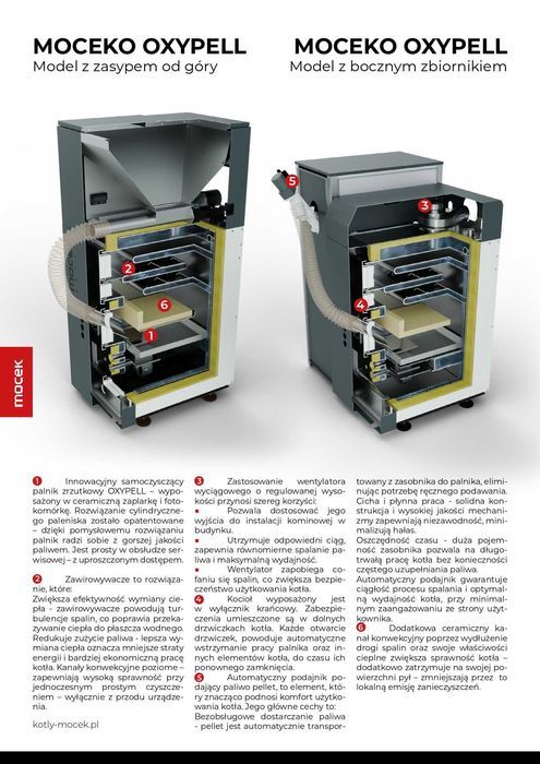 Kocioł na pellet, Drewno Moceko OXYPELL 20kW, piec dotacje OD RĘKI ZUM