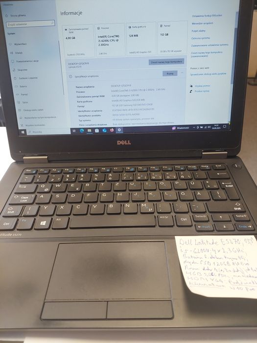 Dell 5270 13,3" i5-6200U 4x2,3GHz SPRAWNY SSD 120GB Ram 4 8GB HDMI VGA