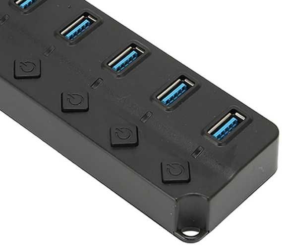 USB 3.0 концентратор на 7 портів Чорний USB-хаб HUB з вимикачами