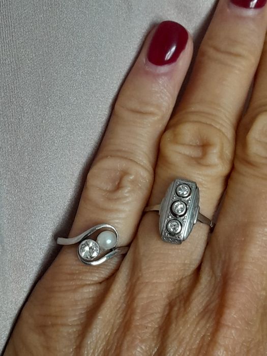 R.15 Pierścionek Art Deco Złoto 585 Diamienty 0.15ct Certyfikat