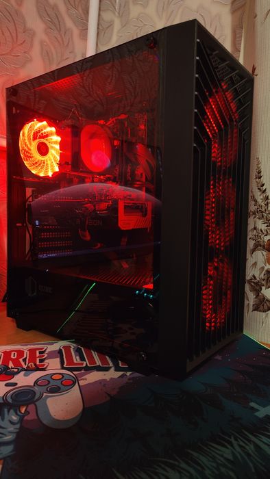 Игровой ПК QUBE/АМ 4 сокет/RX 6600 8gb/R5 4500/16 OZU/SSD+HDD