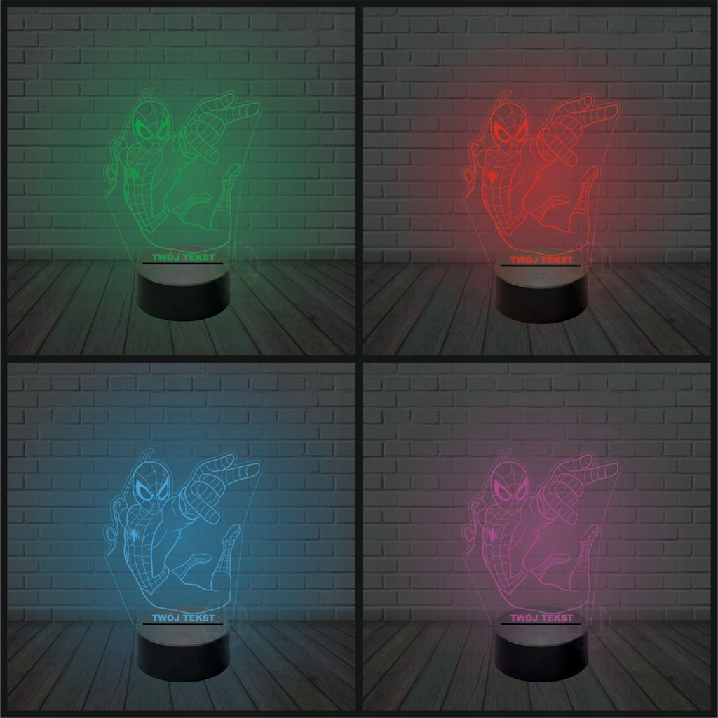 Lampka nocna na biurko led imię grawer SPIDERMAN