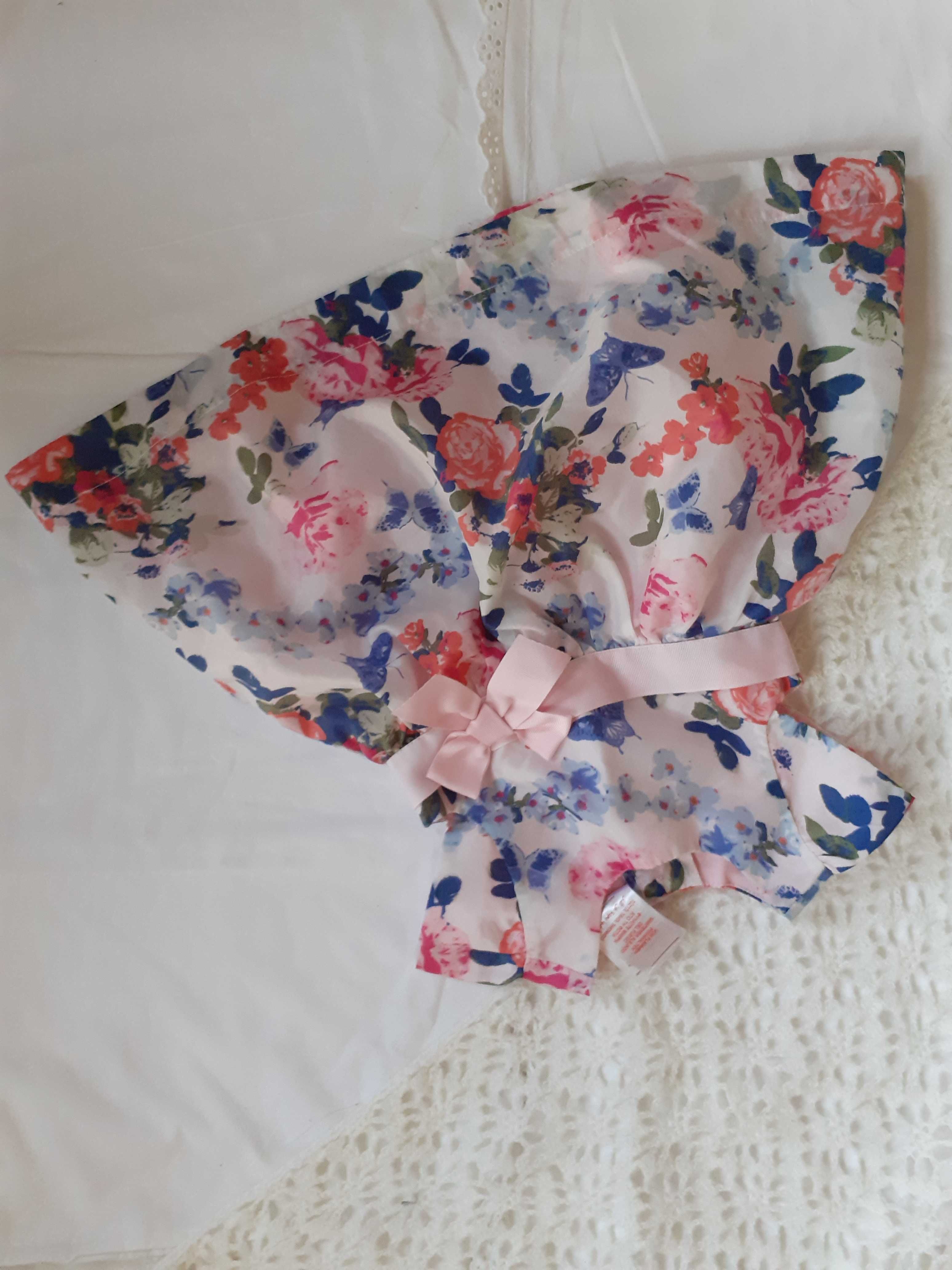 Sukienka dla dziewczynki w kwiaty motyle róże elegancka 3-6 msc, 68