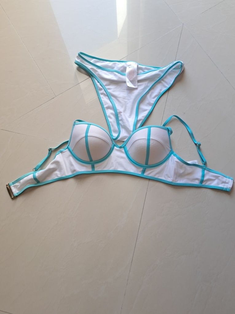 Biquini branco/azul agua