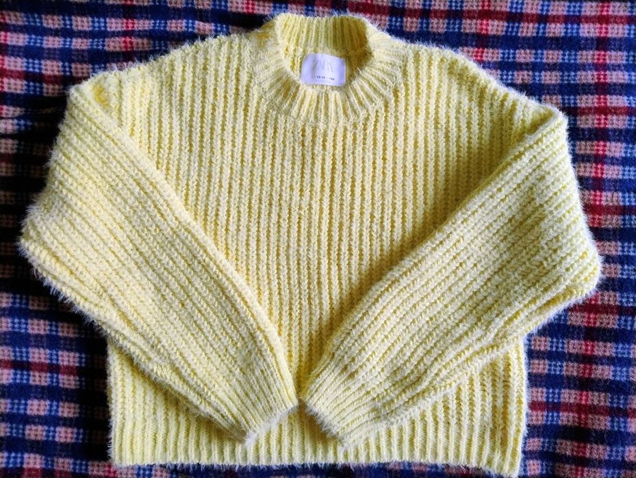 Теплий в'язаний лимонний светр ZARA