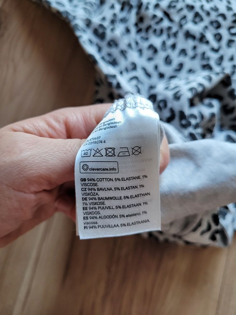 Cienka bluzka ciążowa, rekaw do łokcia, cętki M h&m mama