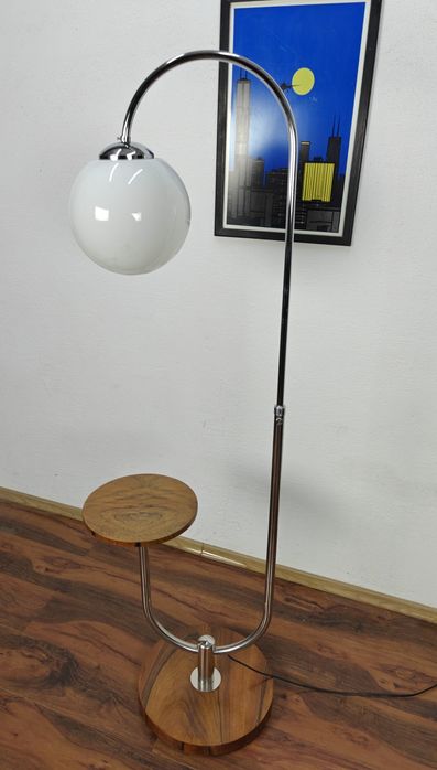 Promocja Obniżka ceny Lampa stojąca Chrom Orzech Kula Art Deco Bauhaus