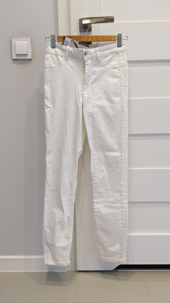 Calzedonia białe spodnie jeansy letnie S 36 rurki push up nowe obcisłe