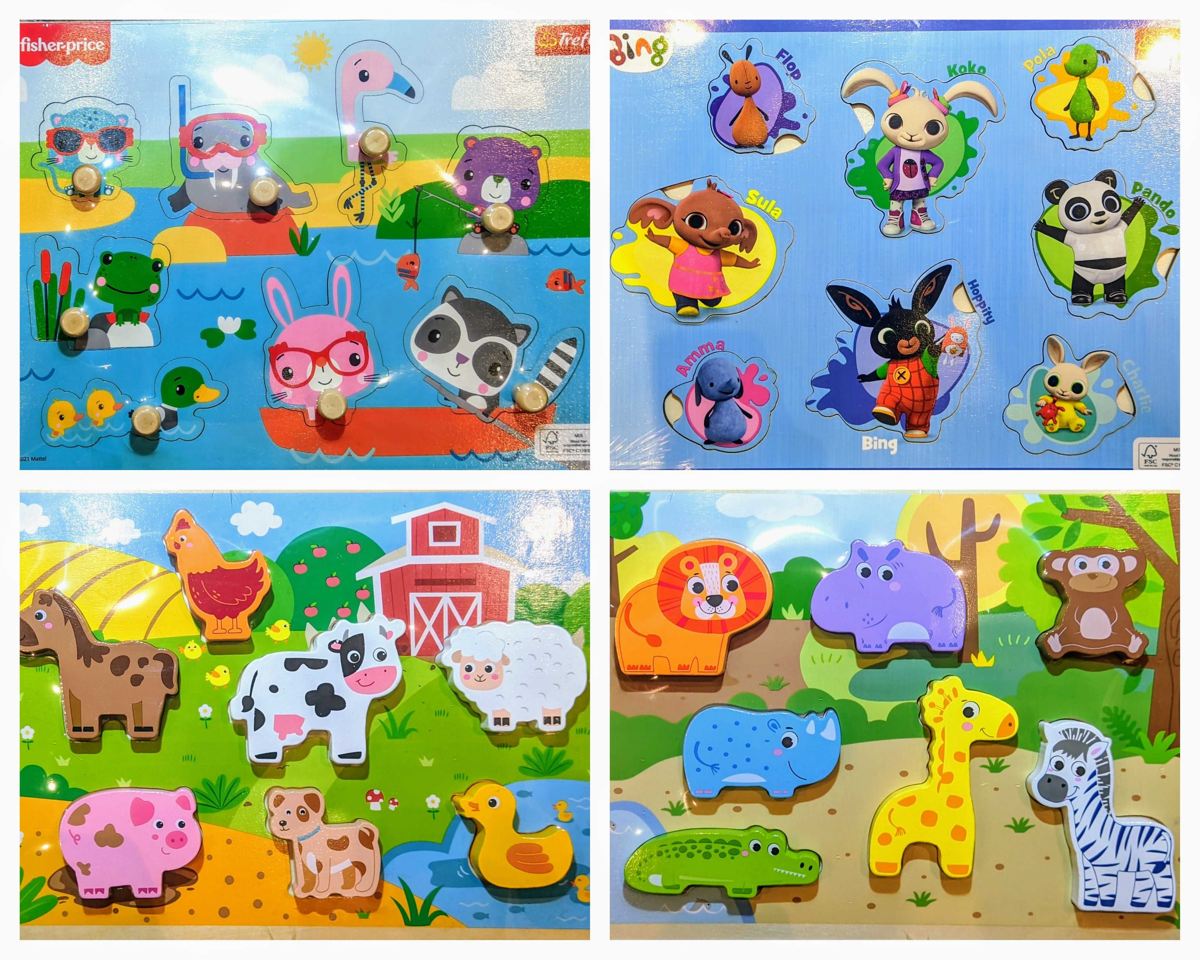 Tablica manipulacyjna 60x50cm Różowa lampka zegar Puzzle