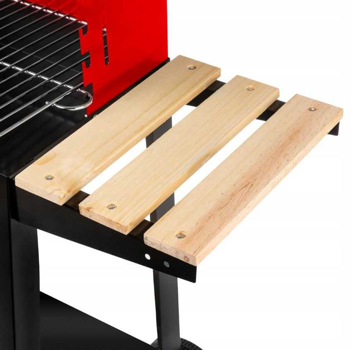 Grill Węglowy Ogrodowy Na Kołach, PÓŁKI, GRIL NA BRYKIET BBQ GRILL