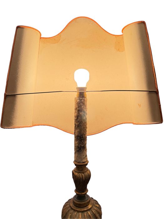 Candeeiro de Pé Antigo em Madeira e Veludo 1,95 metros