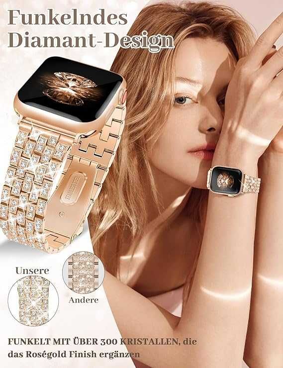 JRDM bransoleta Z DIAMENTAMi do Apple Watch SE 9/8/7/6/5 42/44/45/49mm