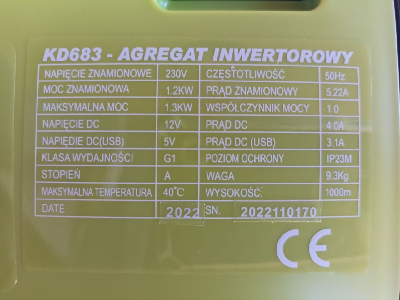 Генератор инверторный Kraft&Dele KD683 - 1,3kW