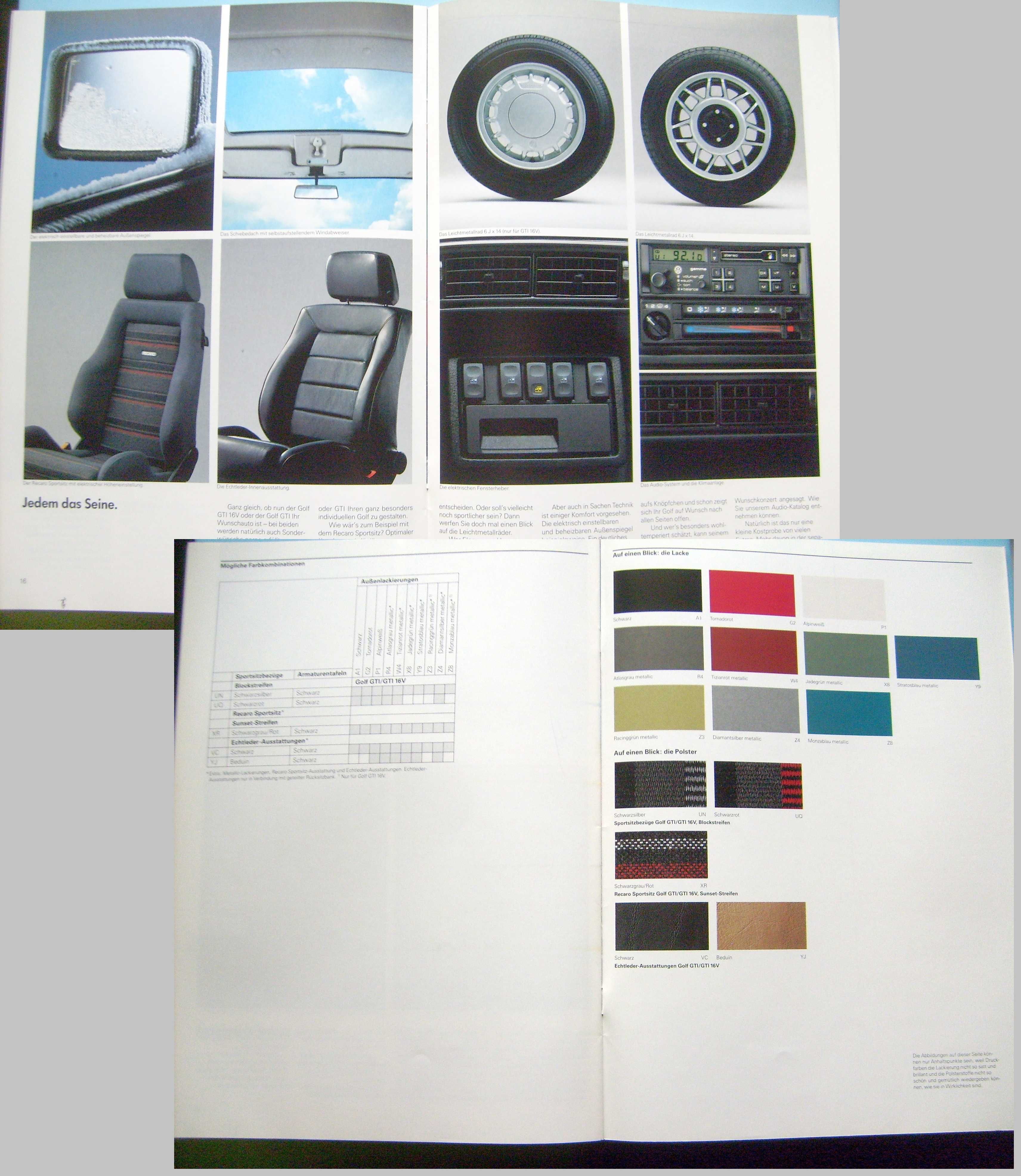 VW Volkswagen Golf Mk2 GTI / GTI 16V prospekt 1986 rok, 26 stron, BDB-