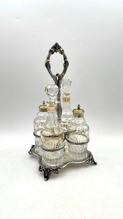 Galheteiro em Vidro e Prata