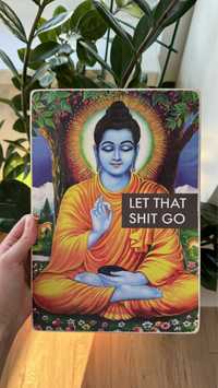 Деревʼяний постер Let that shit go з Буддою А4 (фанера)