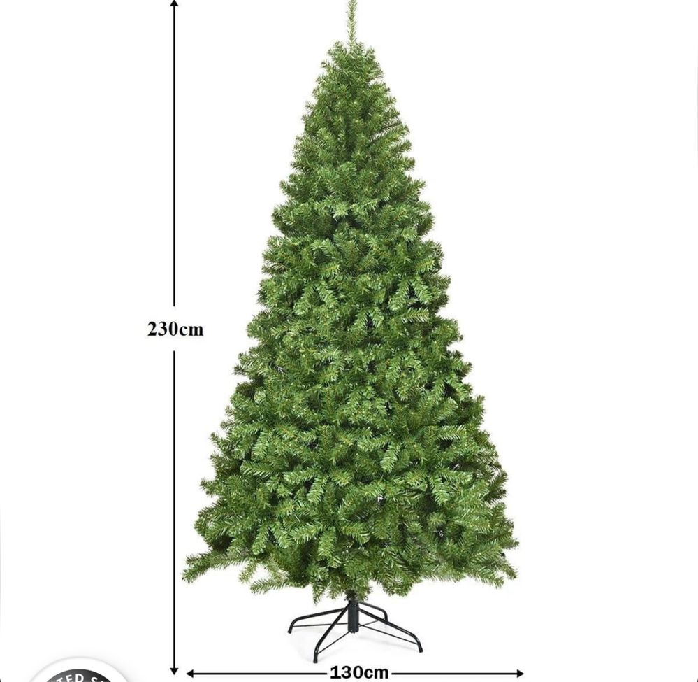 Sztuczna choinka świerk 230 cm bez ozdób COSTWAY