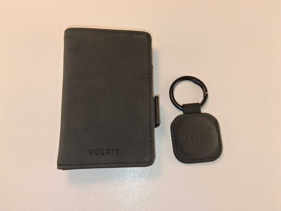 E023 Portfel VULKIT Aluminiowy Etui Na Karty Skórzane Czarny