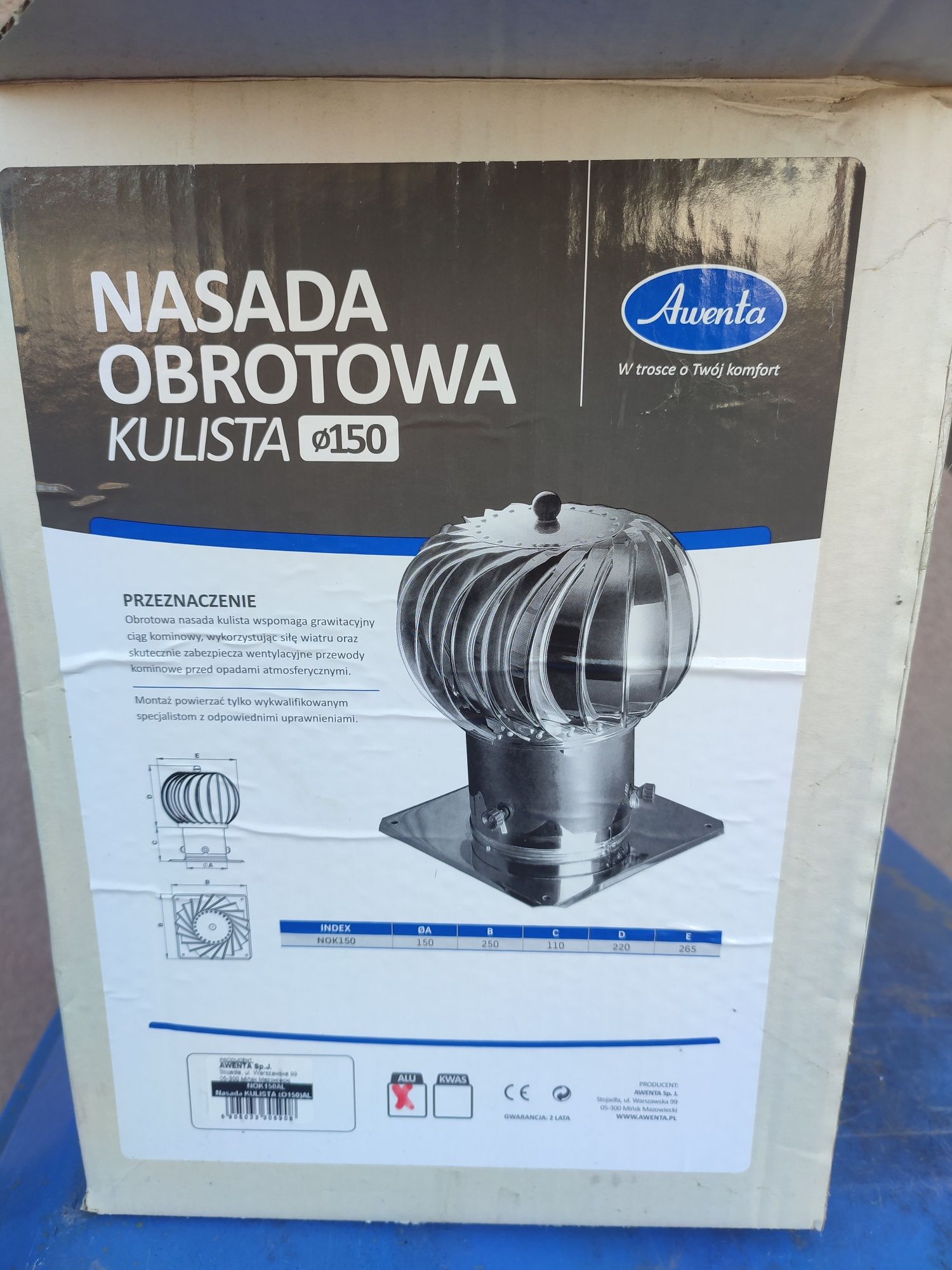 Awenta nasada obrotowa kulista fi 150