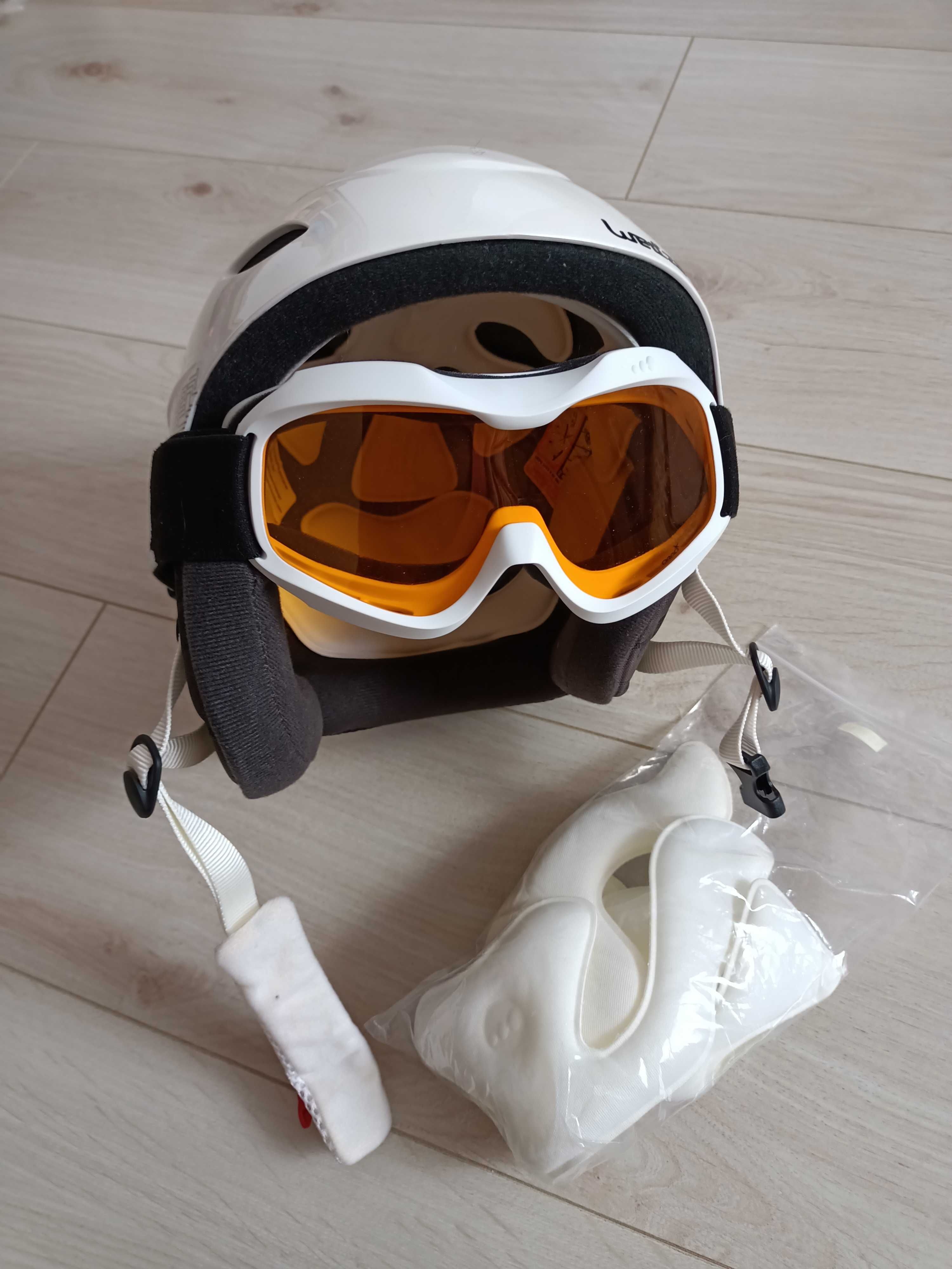 Kask narciarski biały z goglami Wedze 52/58 cm