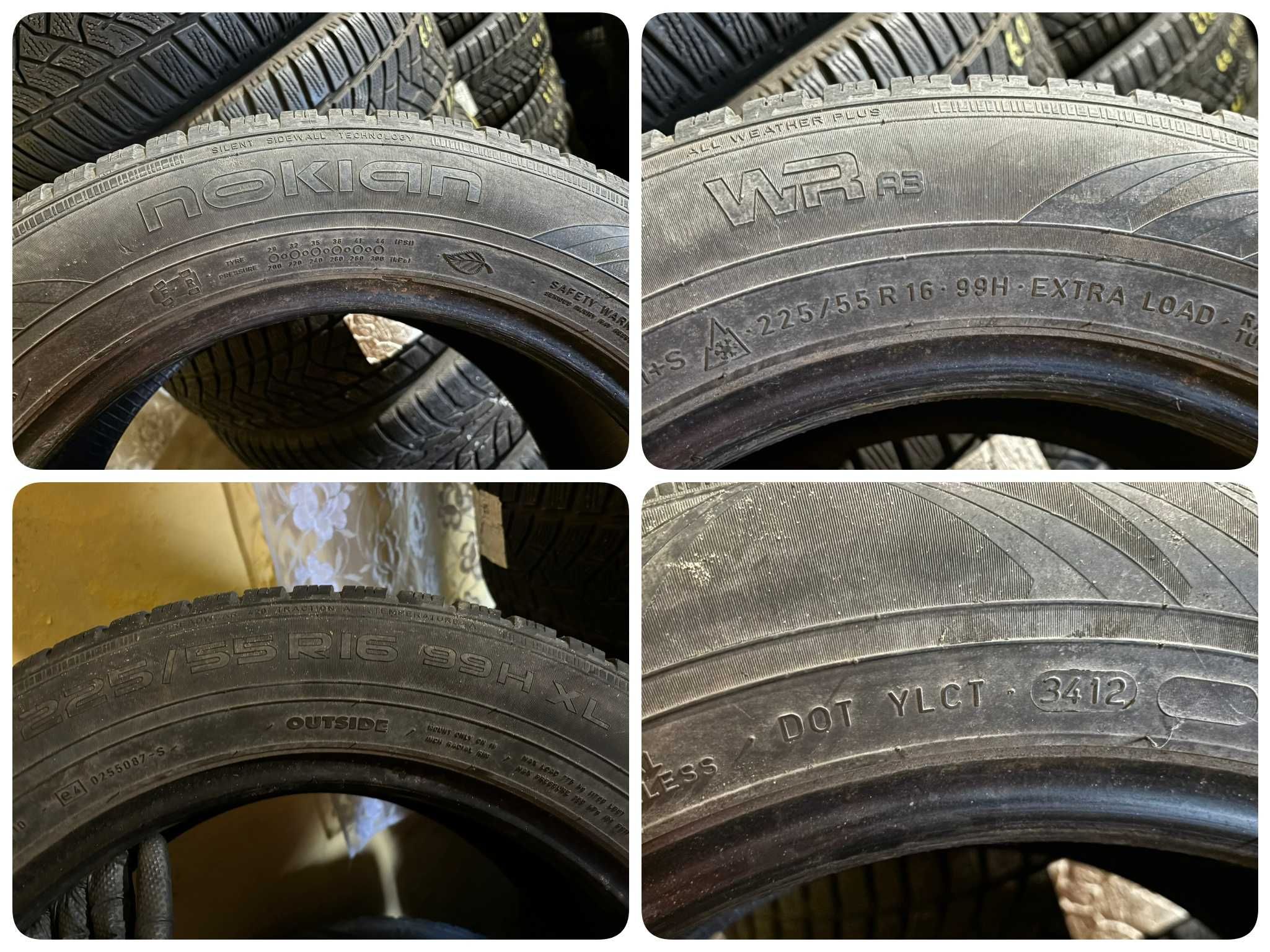 4X Opony Zimowe 225/55R16 99H NOKIAN WR A3 XL M+S 4MM Sprawdzone Całe!