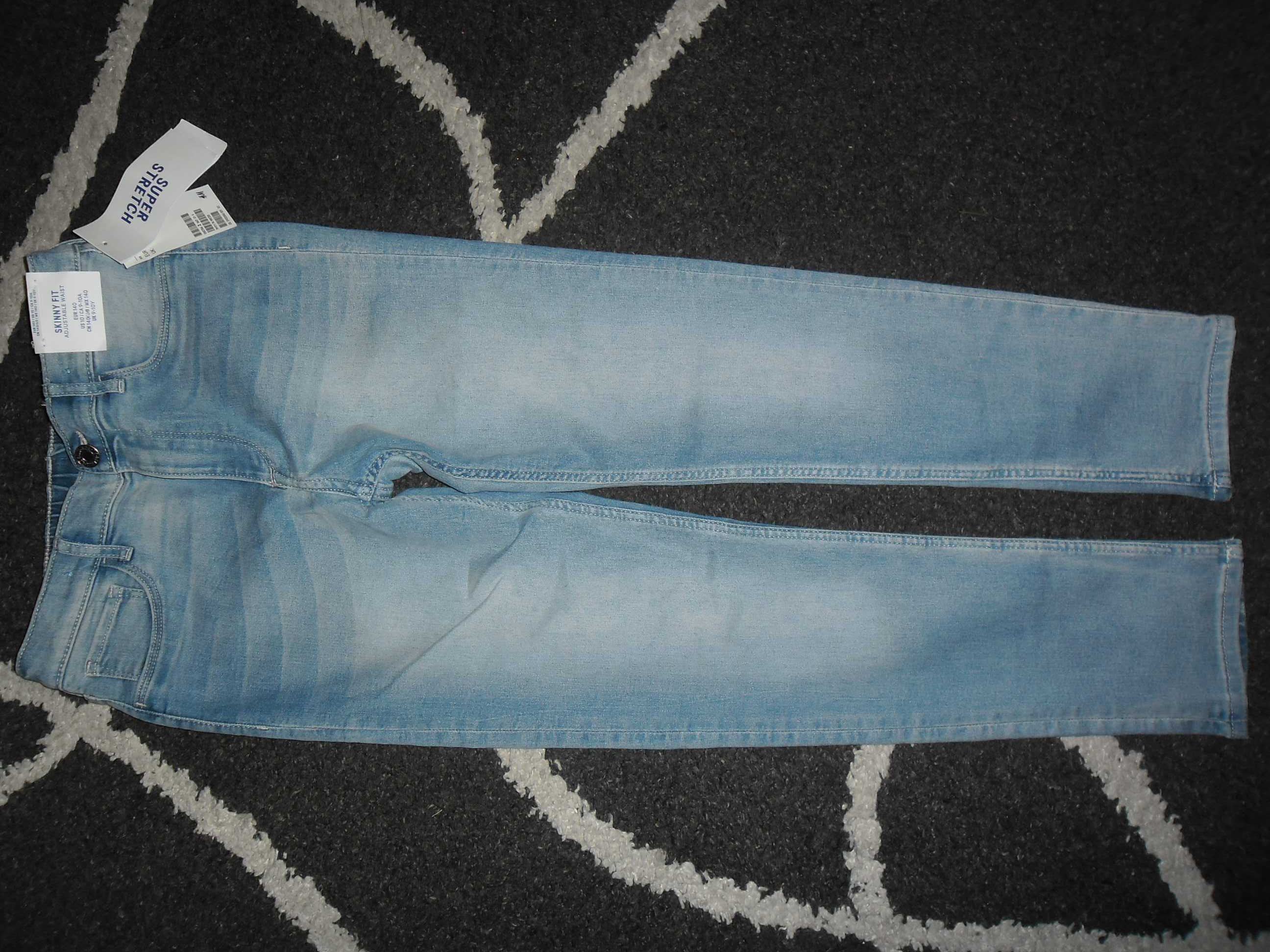 H&m skinny fit JEANS gumkowe org przecierane roz 140 nowe z metka