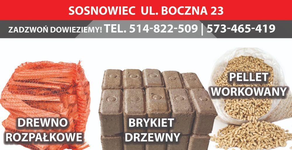 Okazja brykiet drzewny 1000zł-1 tona z transportem Sosnowiec i okolice