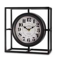 Zegar kominkowy stojący metalowy czarny 22 cm