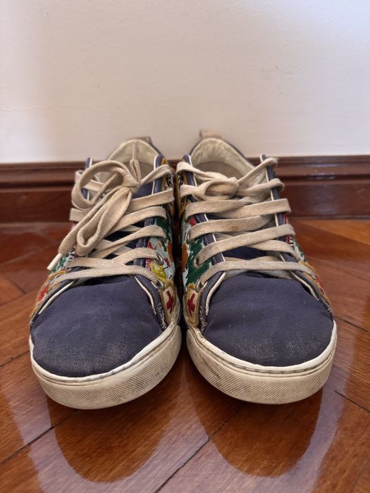 Dsquared2 Blue Canvas Embroided Patch Low Top Sneakers 39