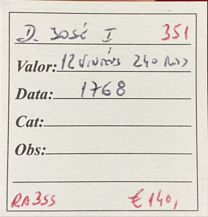 Moeda 12 Vintens 240 Reis D JOSE I - 1768