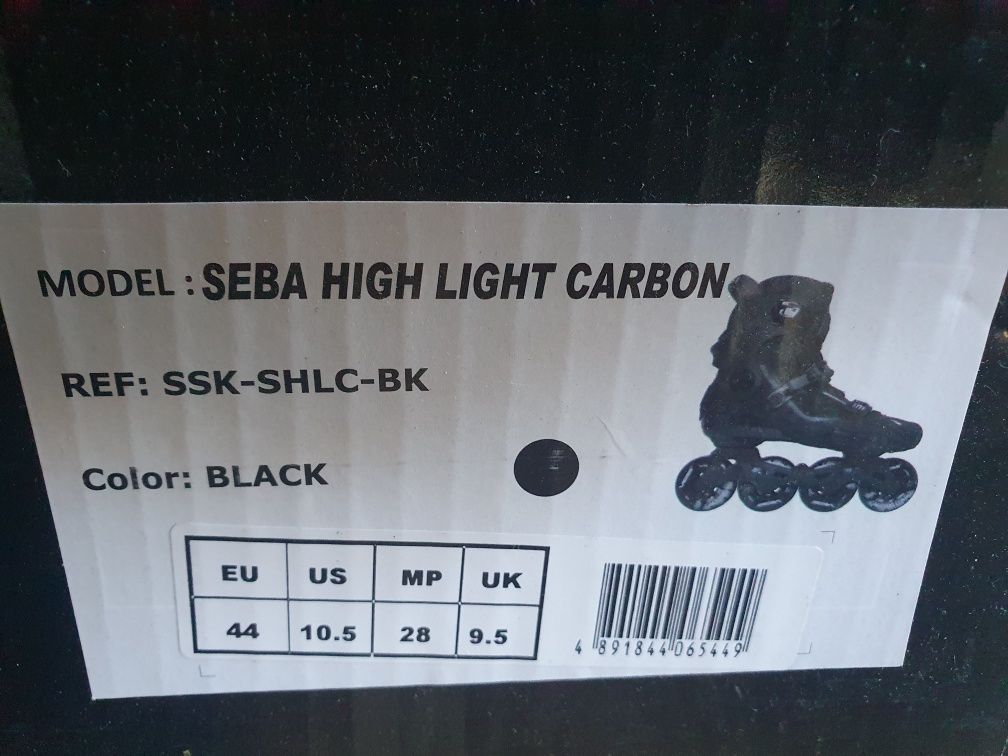 Seba High Light Carbon r 44 wk 28cm Black Boot Only Rolki