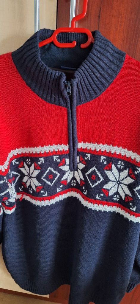 Sweter męski, wzór norweski XL