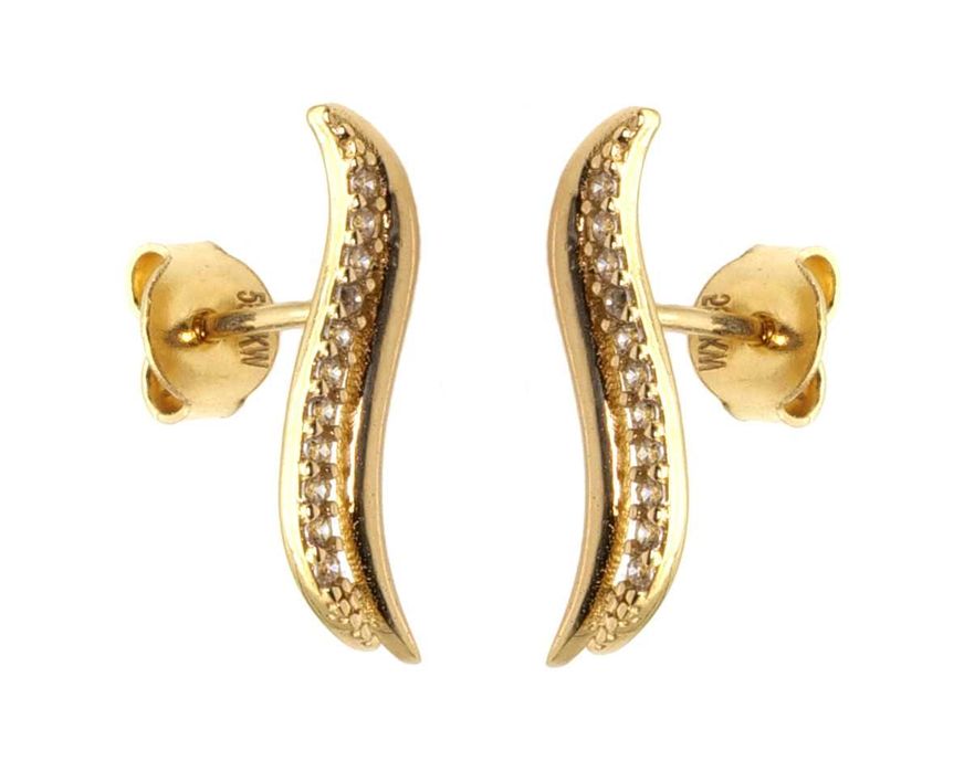 Złote kolczyki próby 585 w kształcie fali -K/157