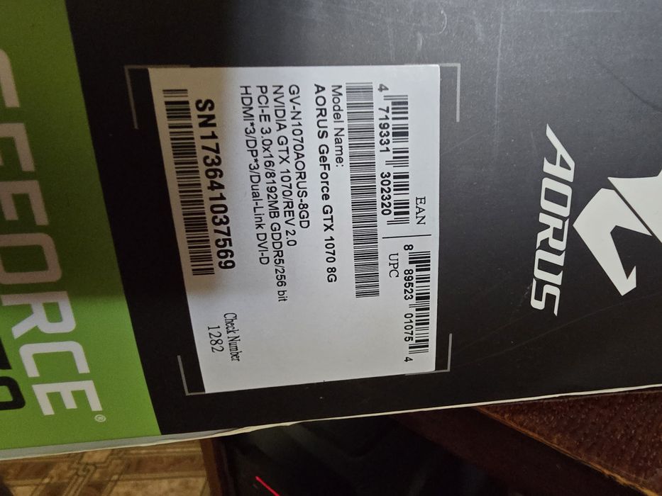 Видеокарта Gigabyte Gtx 1070 Aorus 8GB OC