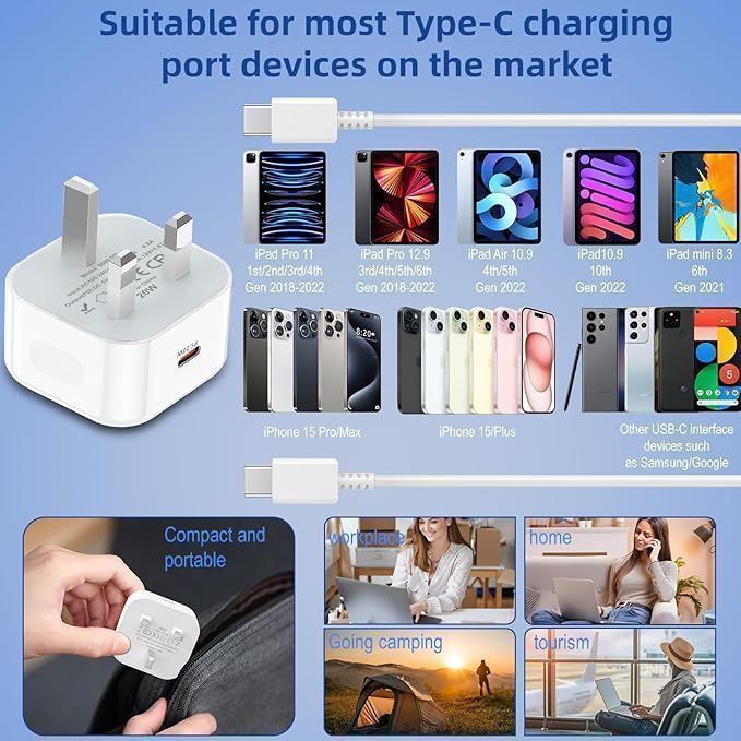 Ładowarka Usb C Do Iphone'a 15 16 20 W Pd Typu C Szybka Ładowarka