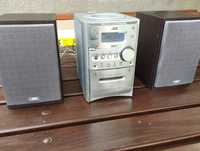 Wieża JVC, głośniki, radio, CD, magnetofon