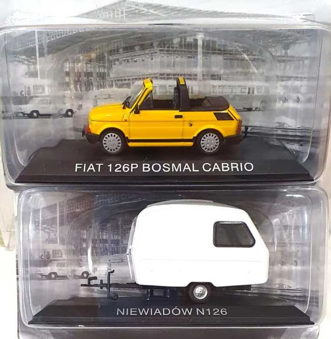 Deagostini Kultowe Maluchy 3 Fiat 126p Bosmal Cabrio z przyczepą