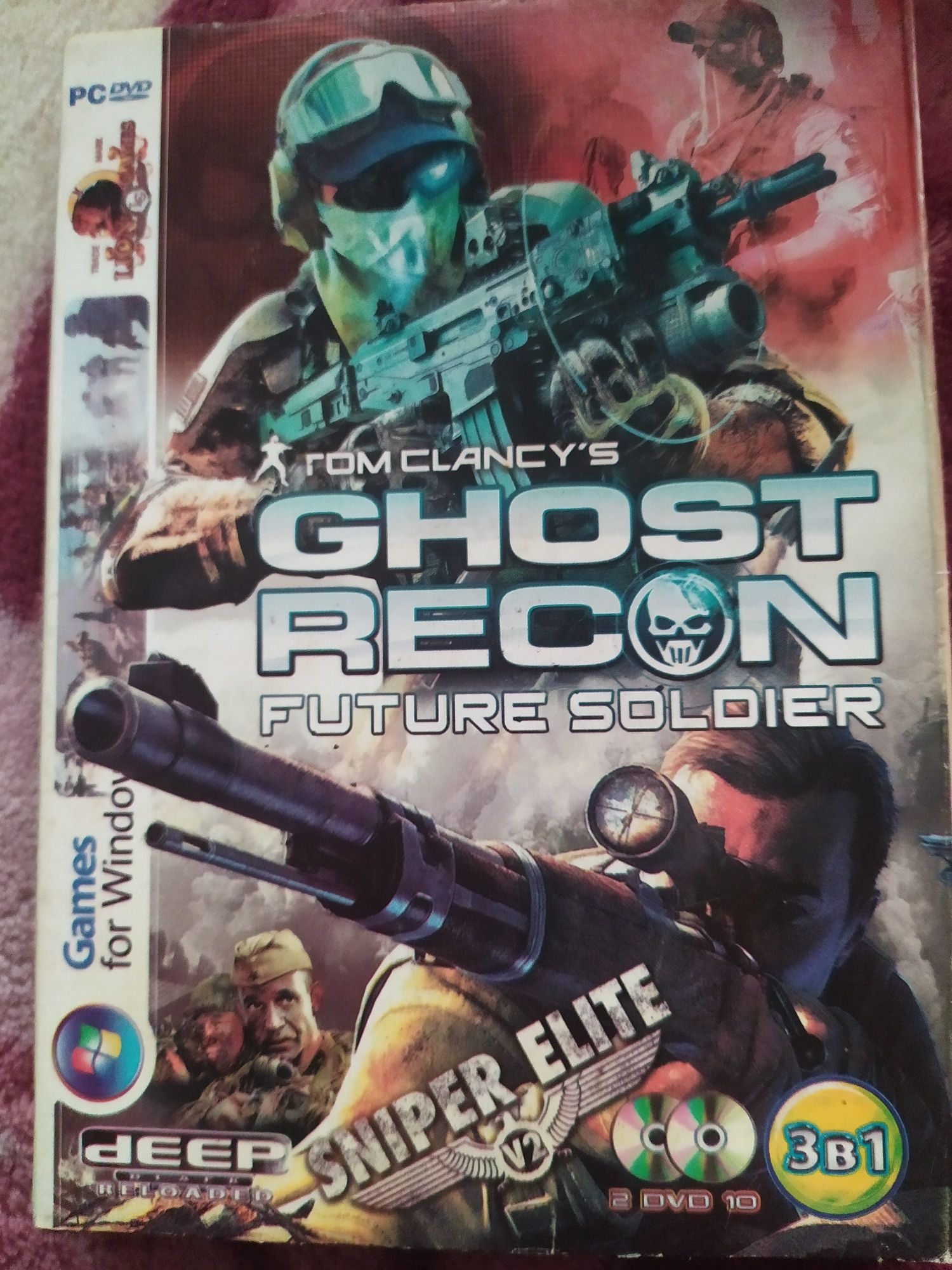 Диск  игра Ghost recon future solider,spiner elite v2,deep black re