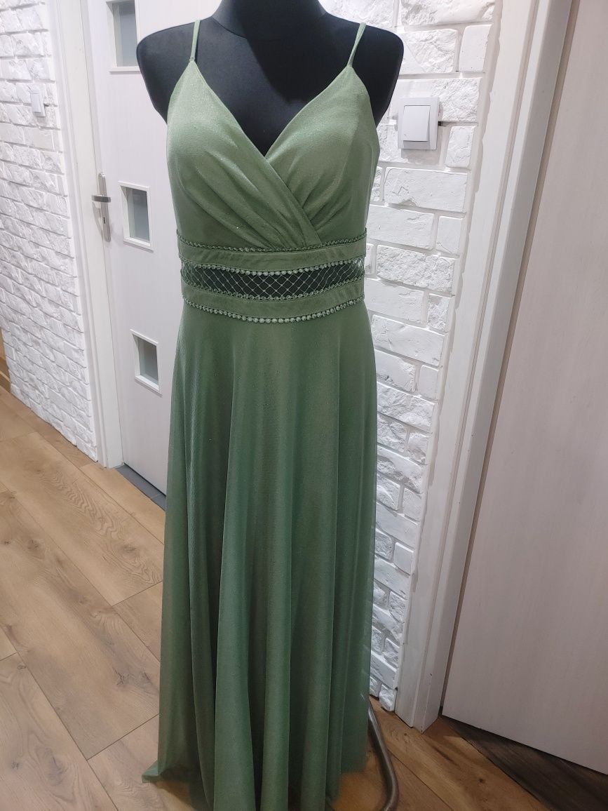 Sukienka maxi dekolt brokat